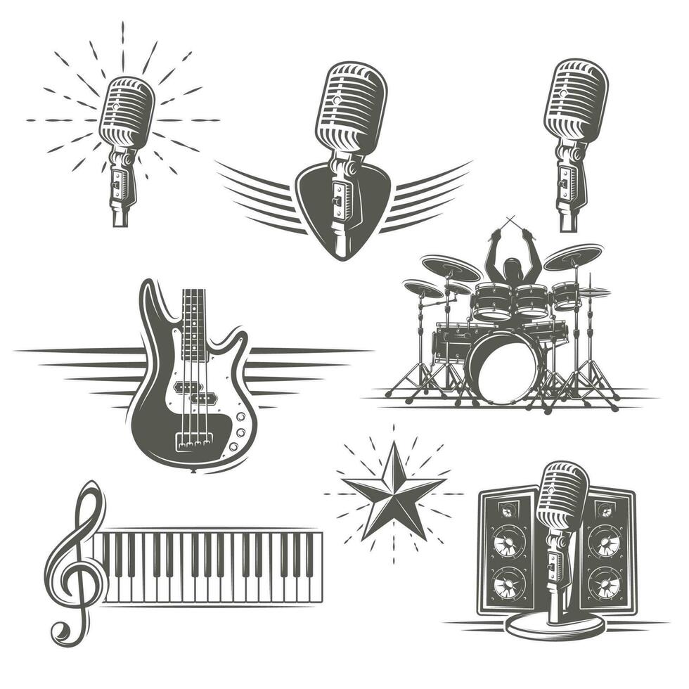 Set of musical instruments isolated on a white background vector