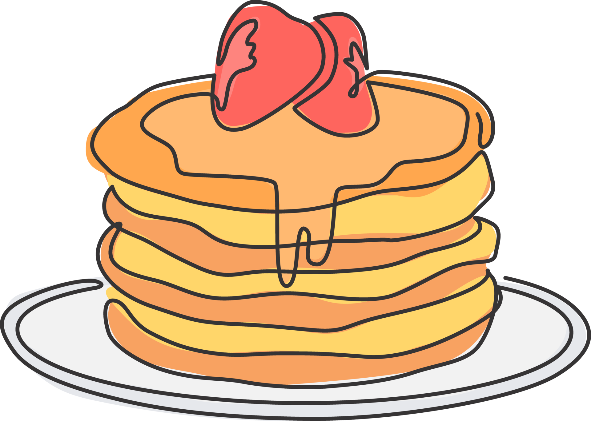 One Single Line Drawing Fresh Delicious American Pancake Shop Logo one-single-line-drawing-fresh-delicious-american-pancake-shop-logo