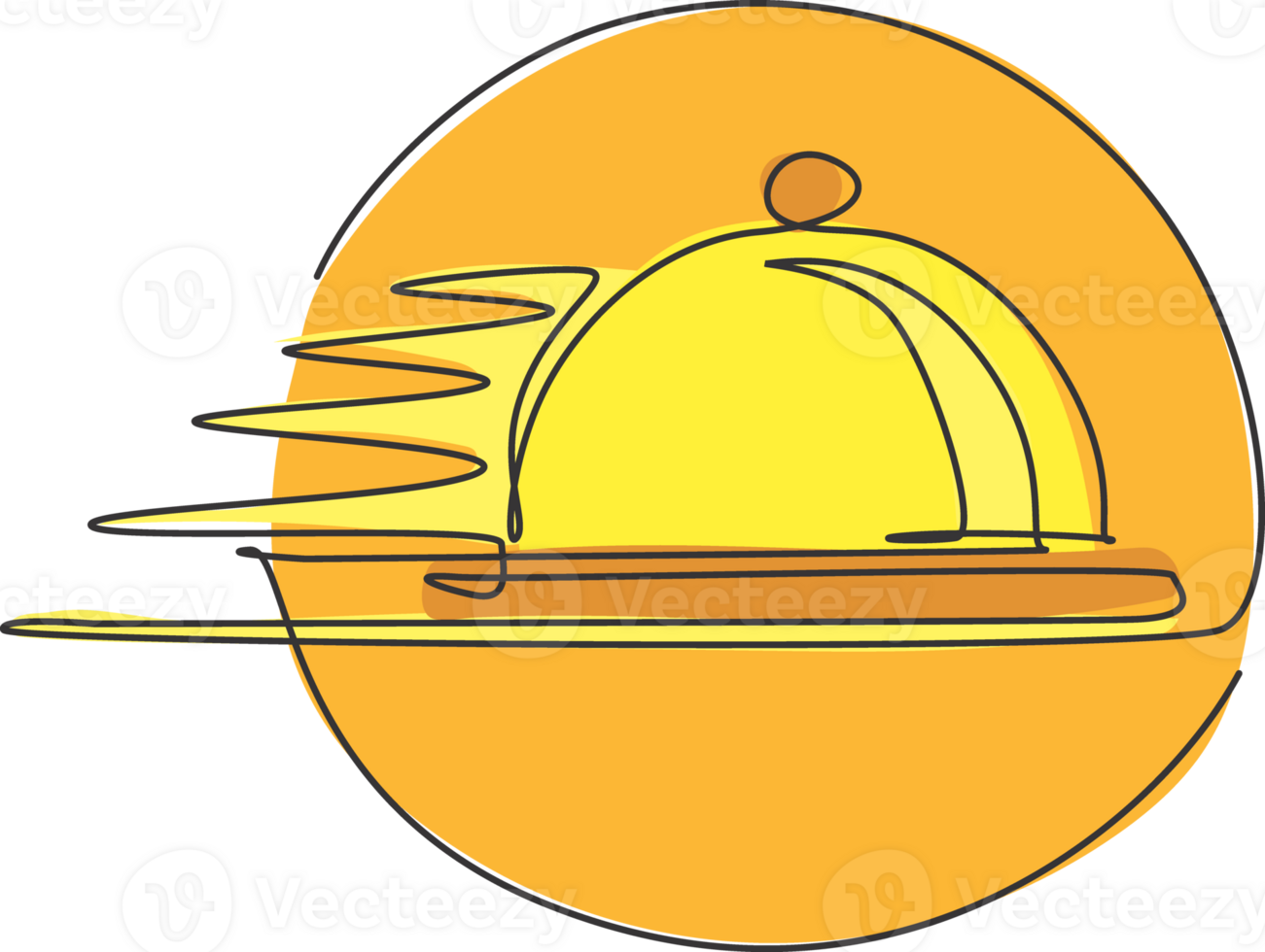 Célibataire continu ligne dessin de en volant couverture plateau cloche pour nourriture livraison un service logo étiqueter. restaurant nourriture livraison concept. moderne un ligne dessiner conception graphique illustration png