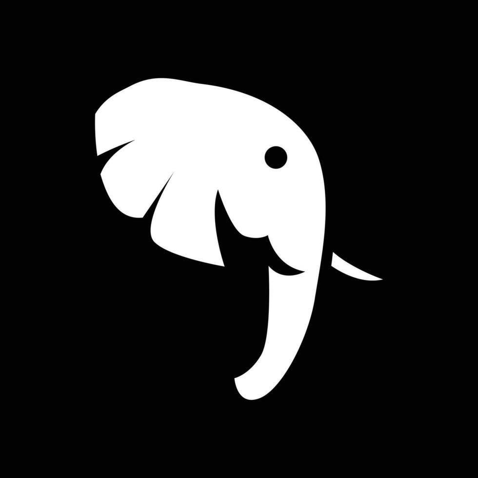 elegante elefante sencillo logo en negro y blanco vector