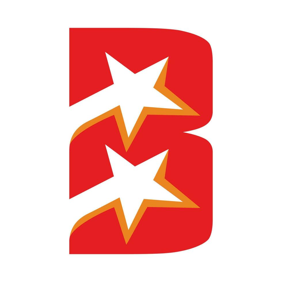 elegant two star in letter B logo vector