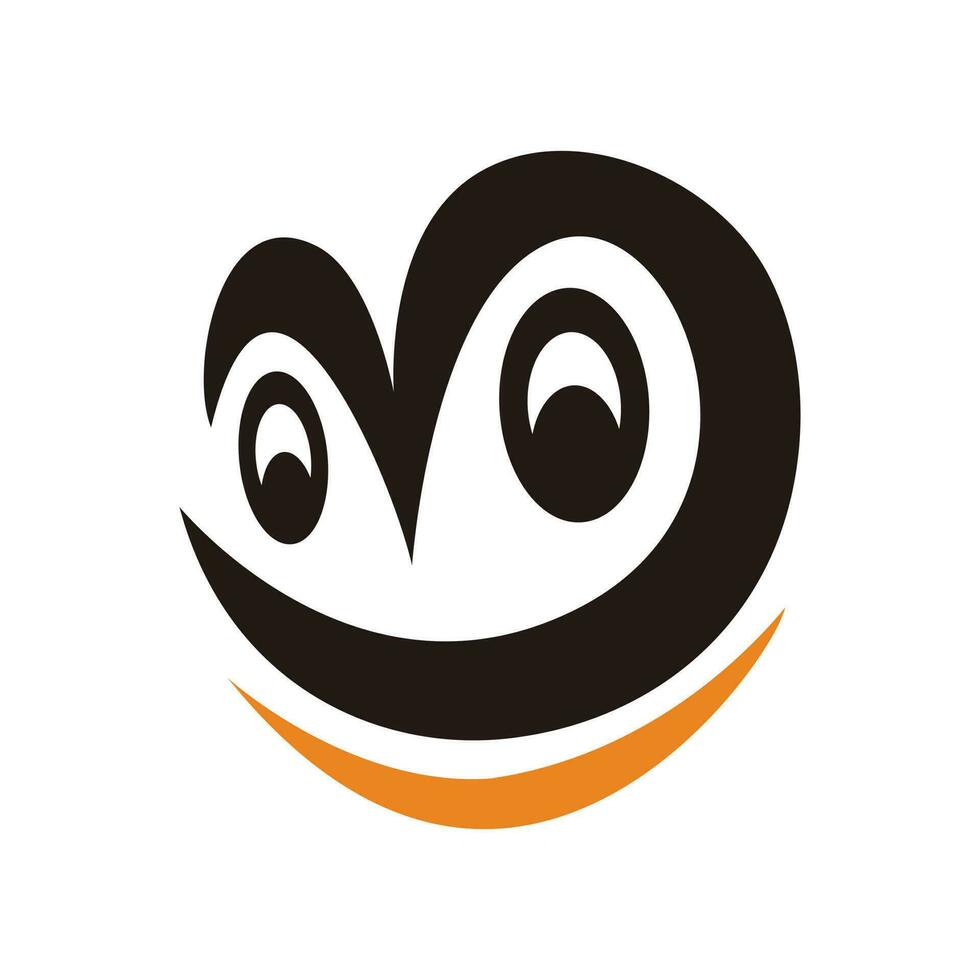 elegant owl smile logo on black and white logo vector