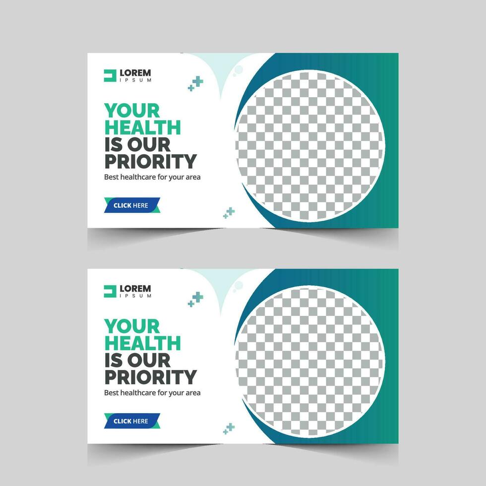 video thumbnail design for social media. Medical, healthcare video thumbnail cover photo vector