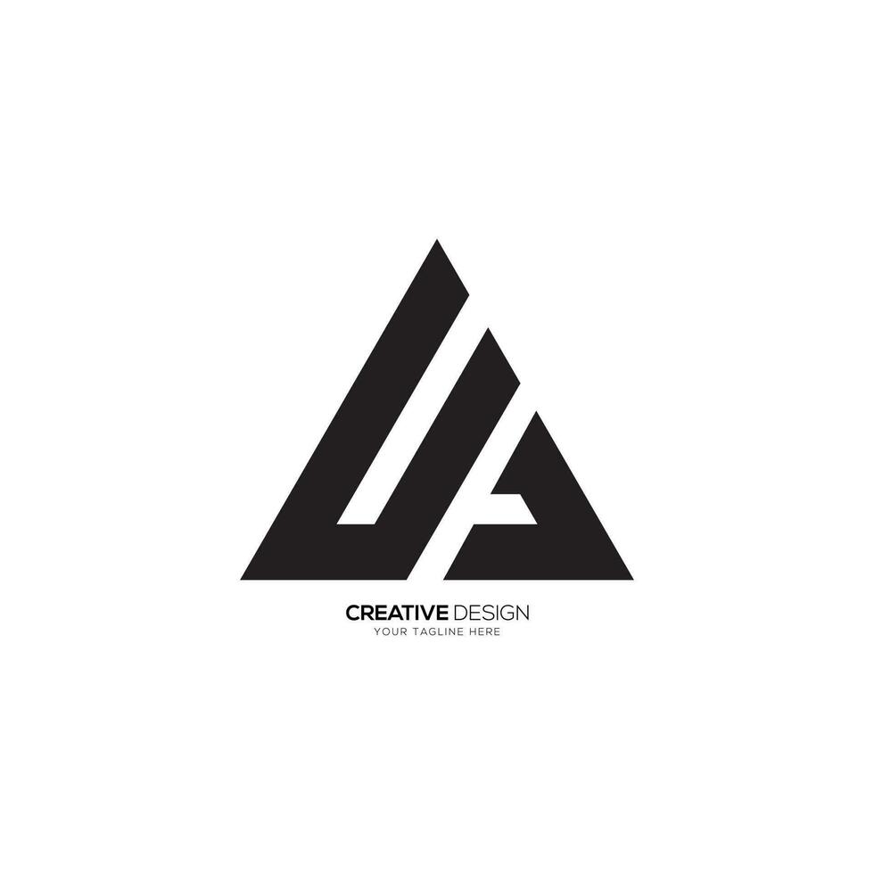 Triangle letter UA or AU modern logo. UA unique shape and stylish monogram logo. UA logo. AU logo vector