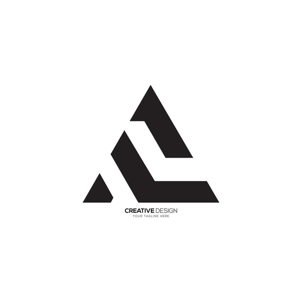 Triangle letter a c l modern unique shape creative monogram logo. A logo. L logo. C logo vector