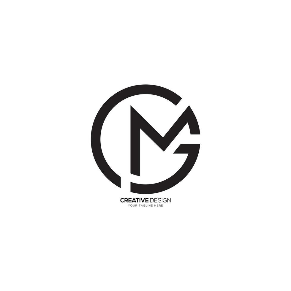 Rounded shape modern letter c m g creative line art minimal monogram logo. C logo. M logo. G logo vector