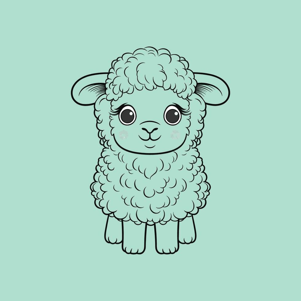 hand drawn sheep outline illustration vector