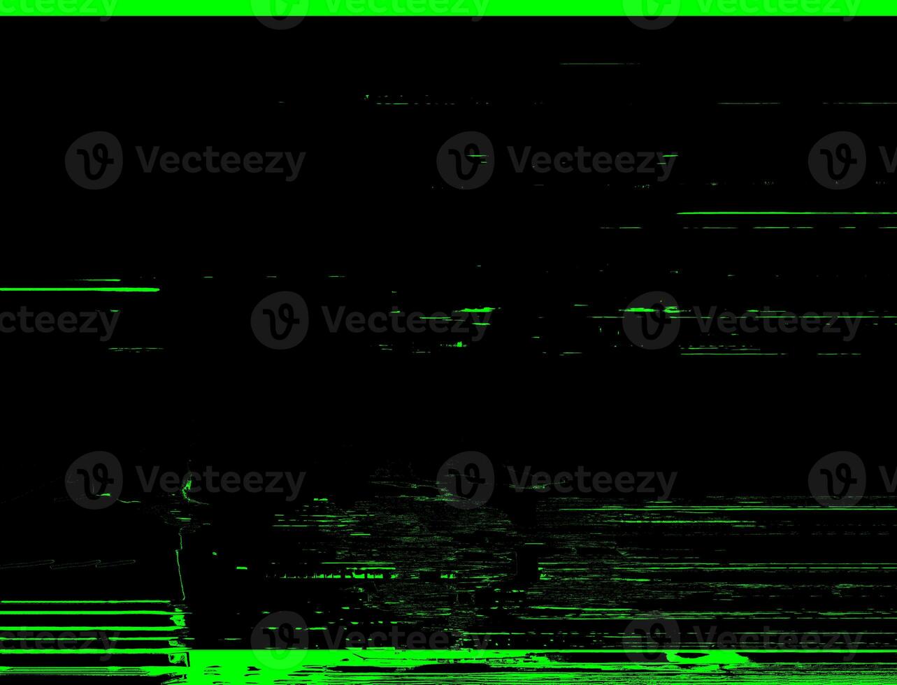 Dark and Dynamic Green Glitch Effect Design on Black Background for a Futuristic Look photo