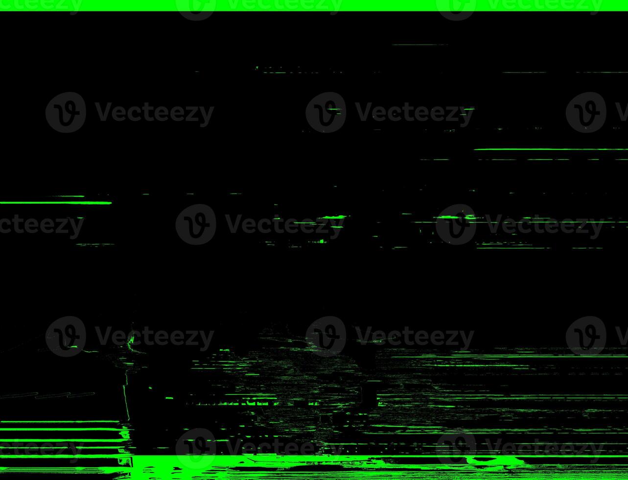 Dark and Dynamic Green Glitch Effect Design on Black Background for a Futuristic Look photo