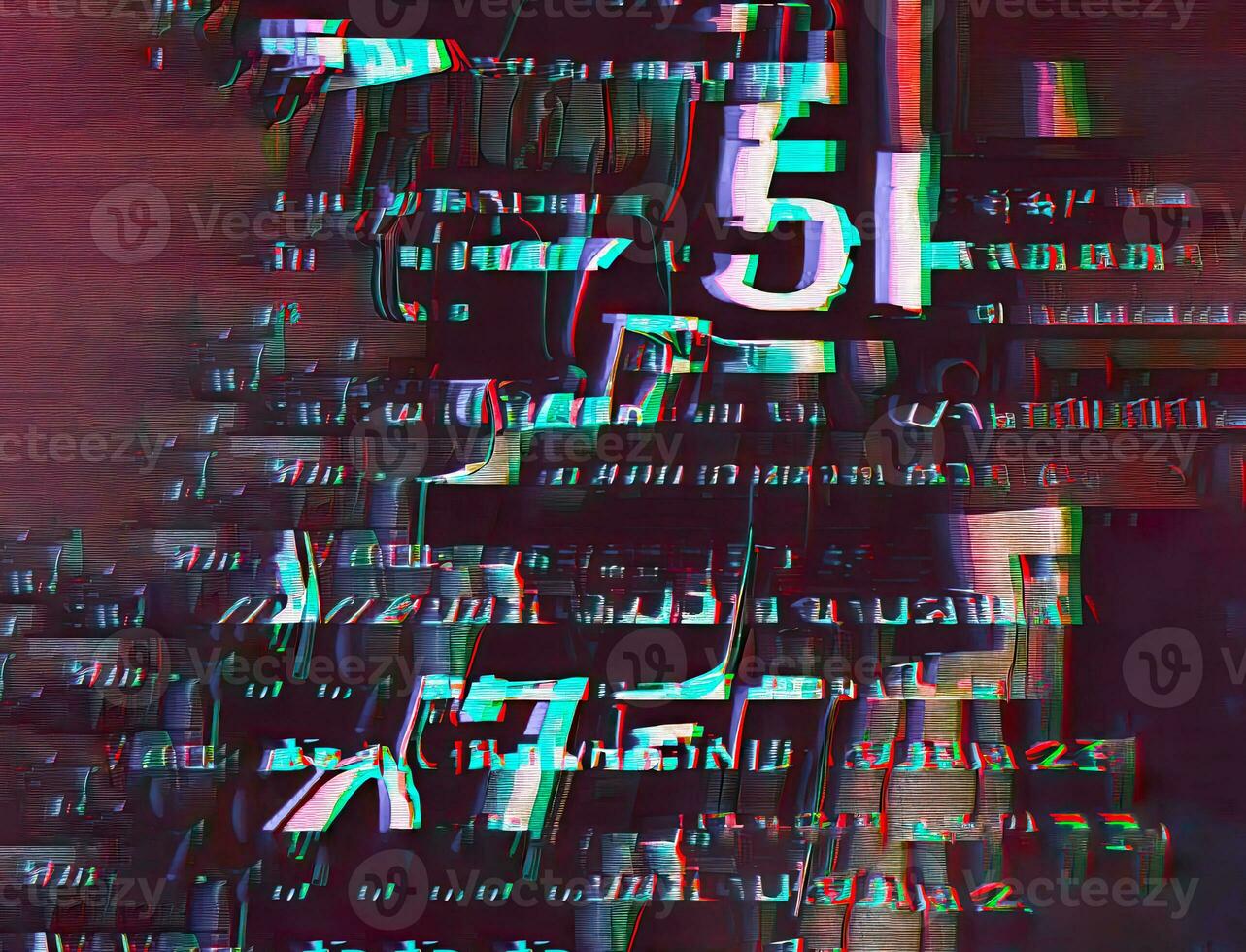 Digital Matrix Numerical Glitch Effect with Distorted Binary Code and Cyberpunk Aesthetics photo