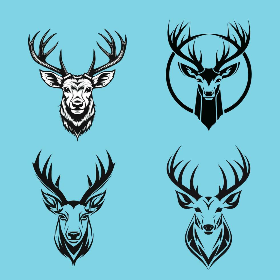 Deer Four Color Minimalist Icon Logo Set in Elegant Color vector