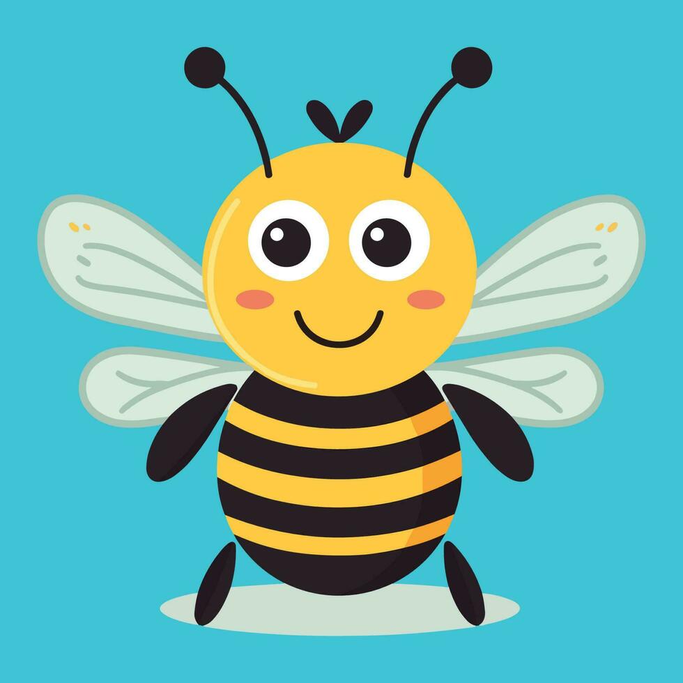 simplistic flat illustration of cheerful cute bee vector