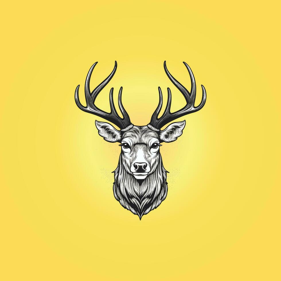 Deer head with elegant horns template vector