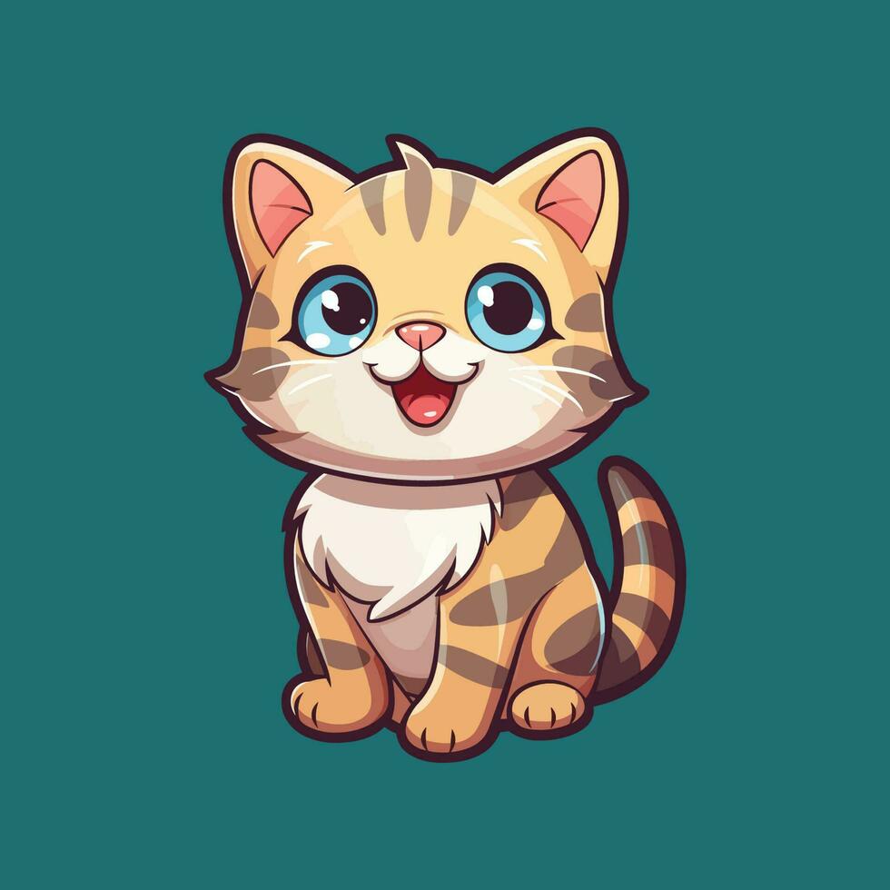 cute cartoon of adorable tabby cat vector