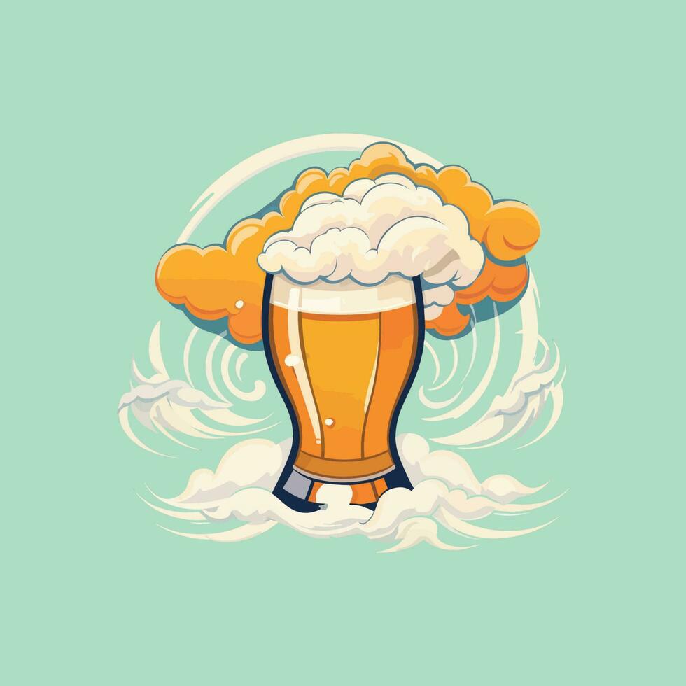 Glass beer with pretzel in oktoberfest cartoon illustration vector