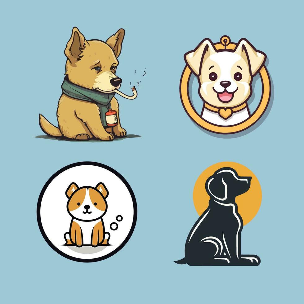 Illustration set of various dog vector