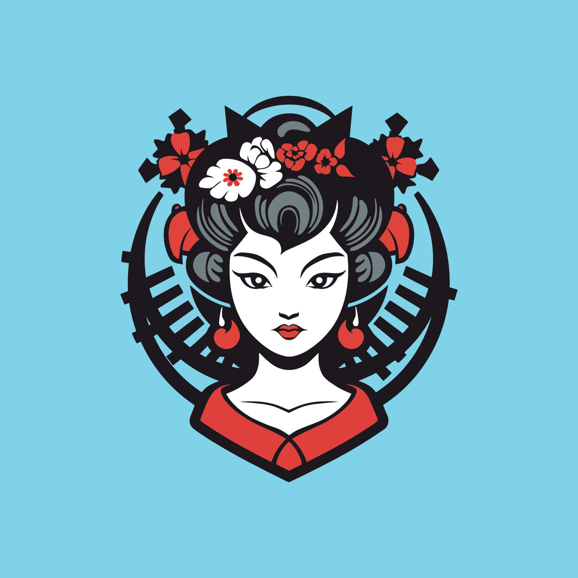 Beautiful japanese geisha holds red fan vector 24123985 Vector Art at