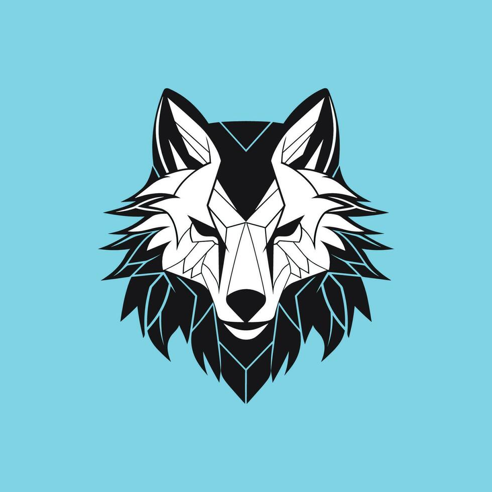 Geometric wolf head on blue pastel background 24123990 Vector Art at