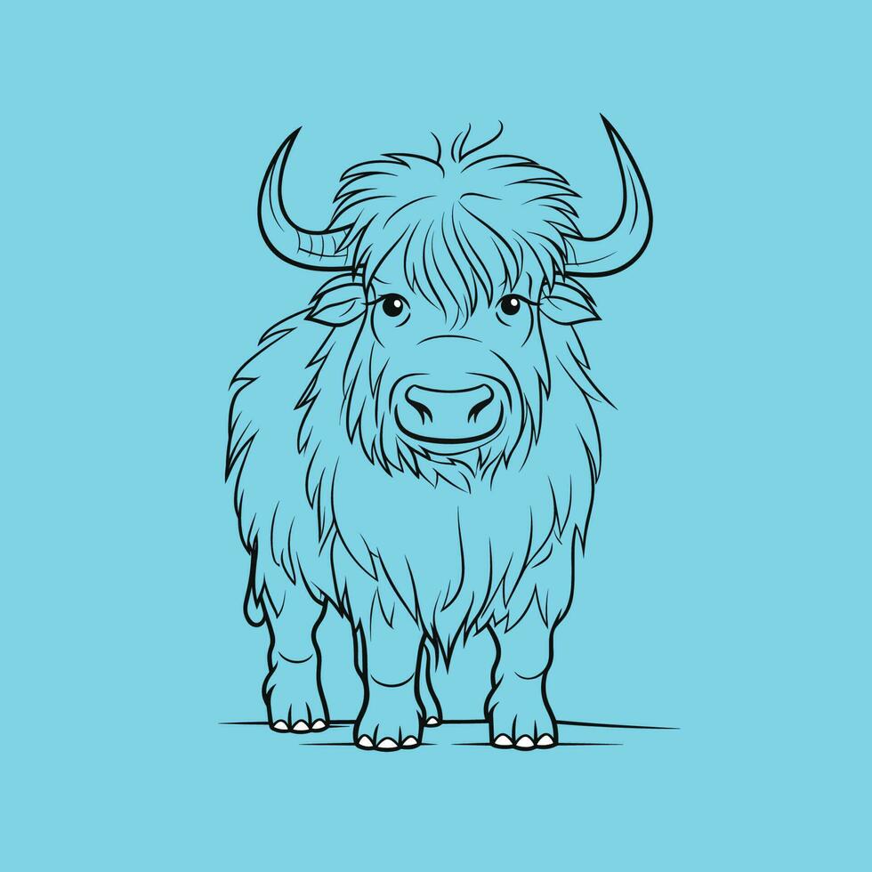 Single continuous line drawing of gallant yak for logo identity vector
