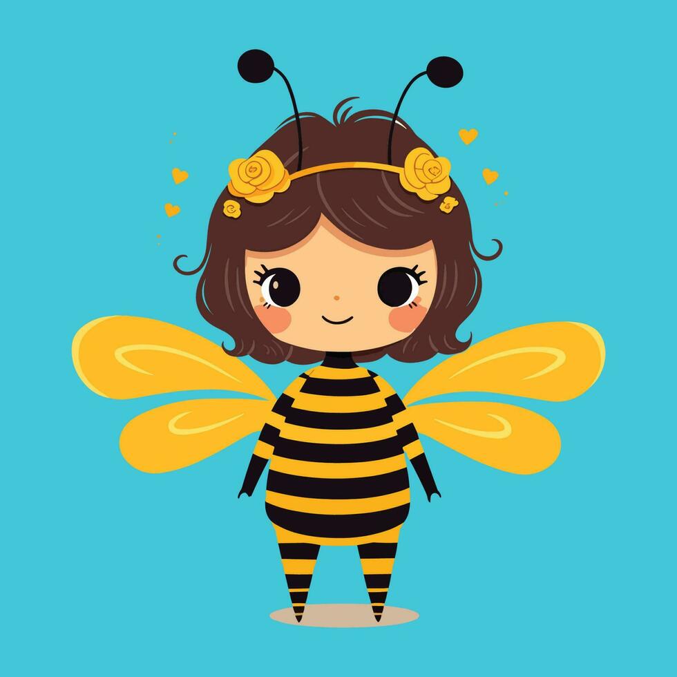 Vector young girl in bumble bee outfit
