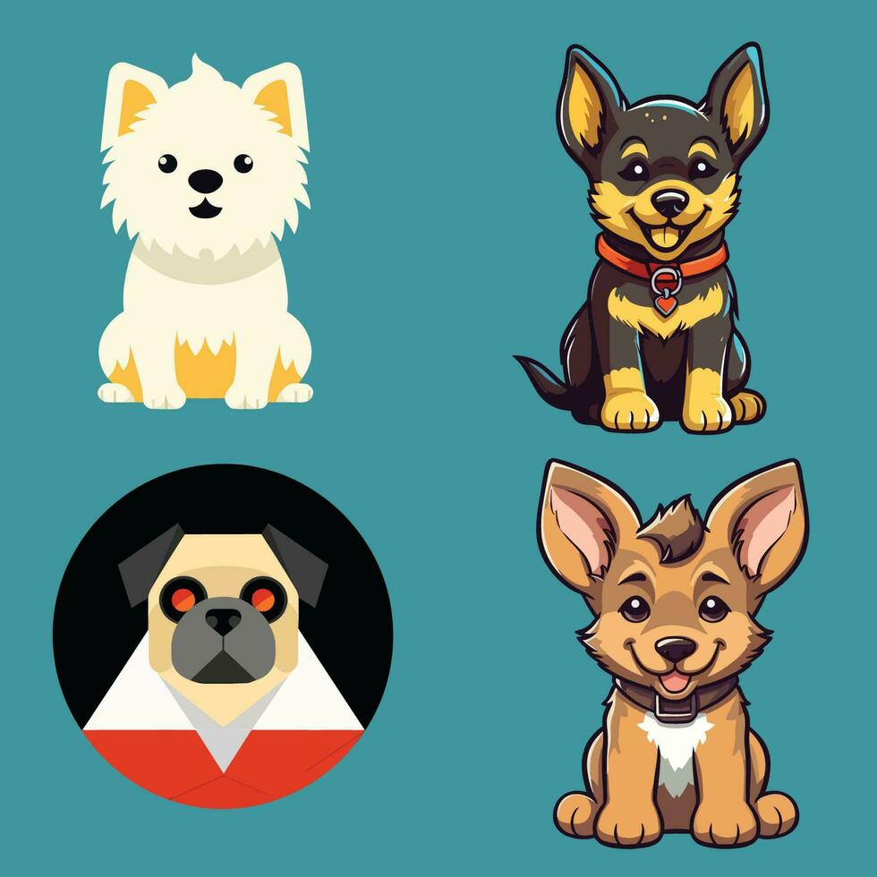 conjunto de retratos de linda perros vector