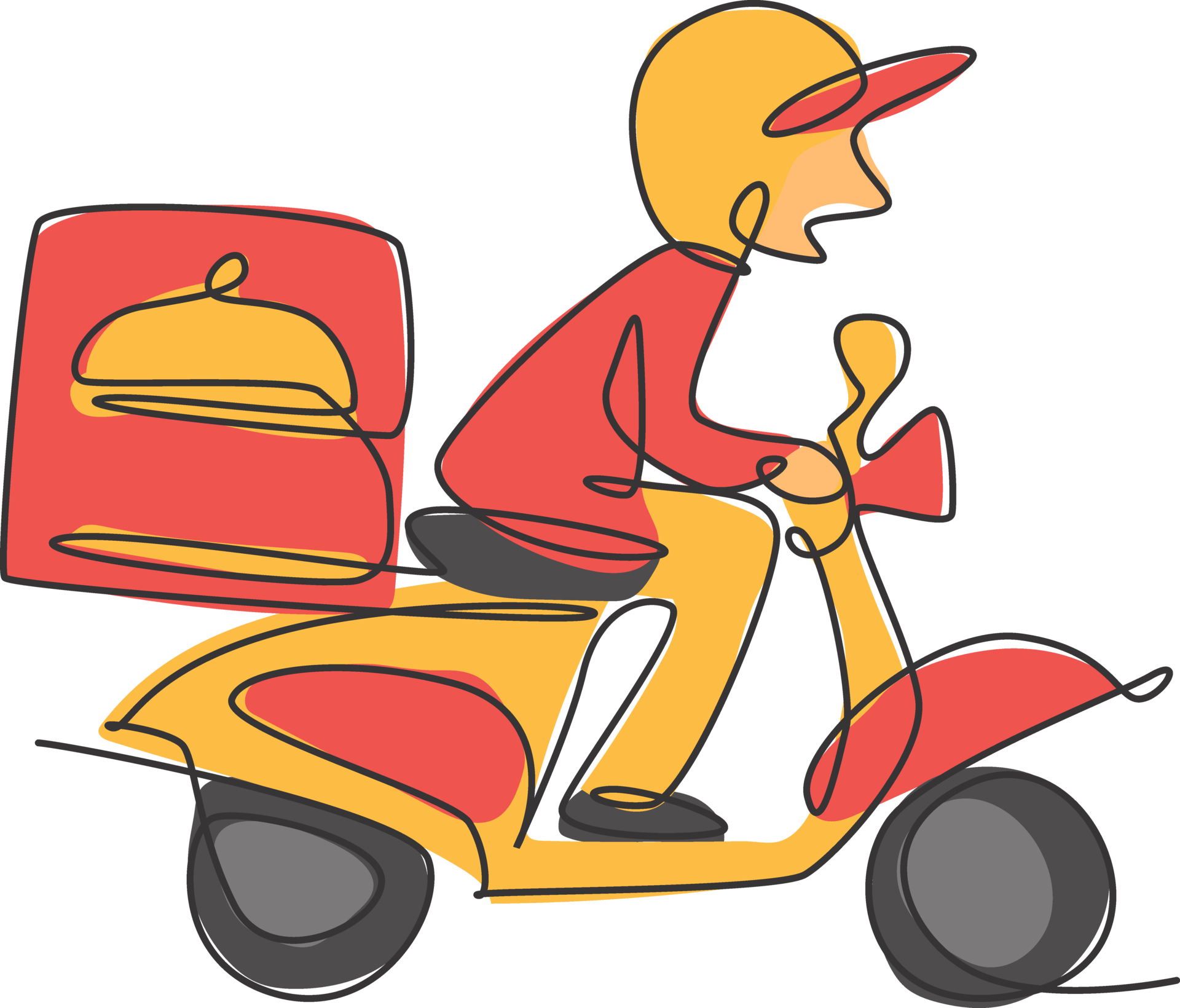 Single Continuous Line Drawing Young Man Driving Motorcycle Carrying single-continuous-line-drawing-young-man-driving-motorcycle-carrying