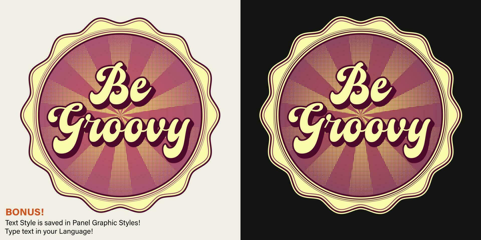 circular retro etiqueta con texto ser maravilloso, radial trama de semitonos vigas, editable fuente efecto. positivo concepto. para varios superficie decoración en Clásico estilo vector