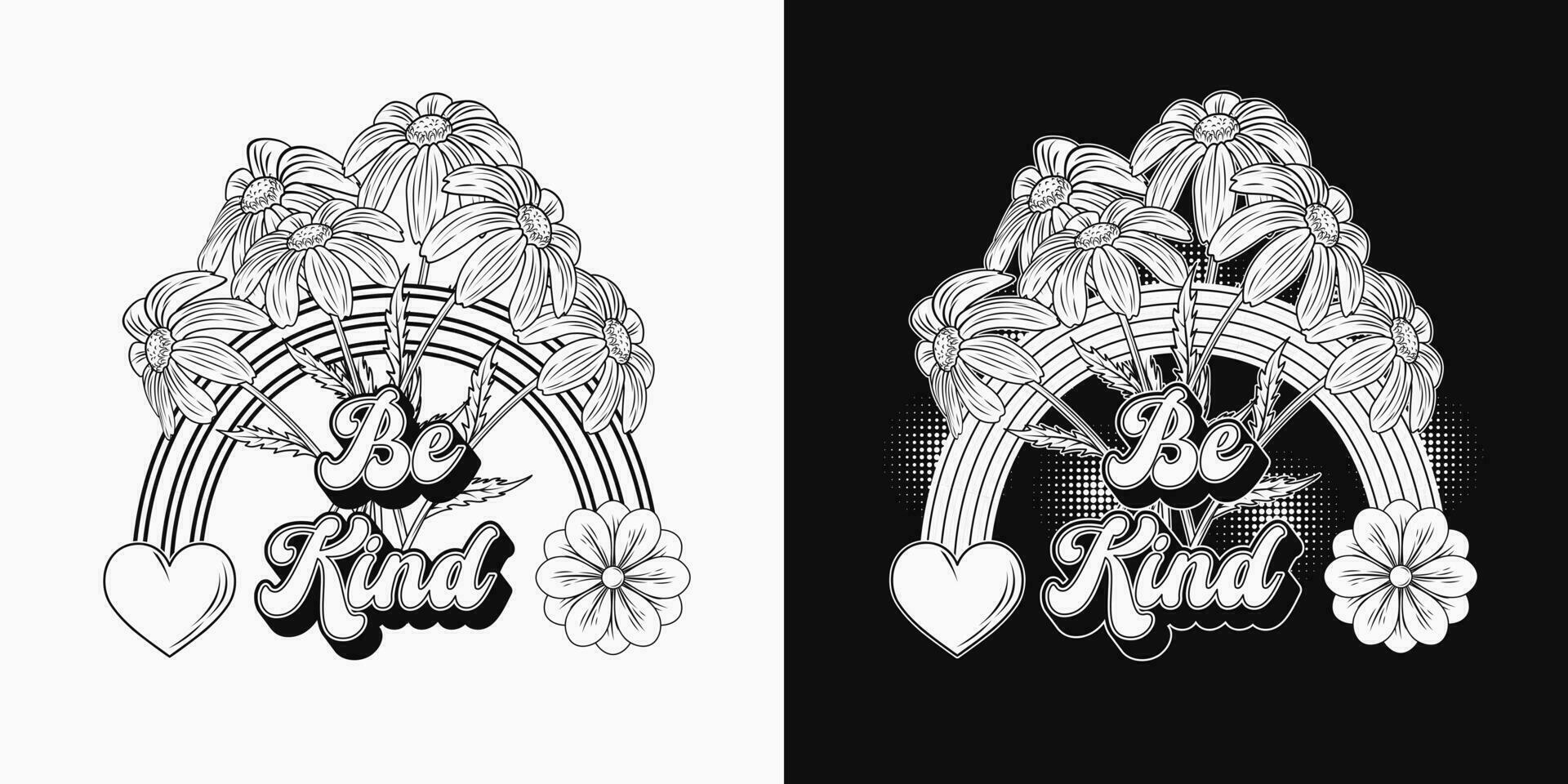 negro y blanco verano etiqueta con manzanilla ramo de flores , trama de semitonos formas maravilloso, hippie retro estilo. para ropa, vestir, camisetas, superficie decoración vector