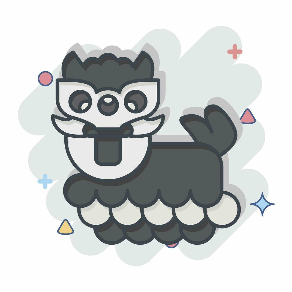Icon Chinese Lion. related to Chinese New Year symbol. comic style. simple design editable vector