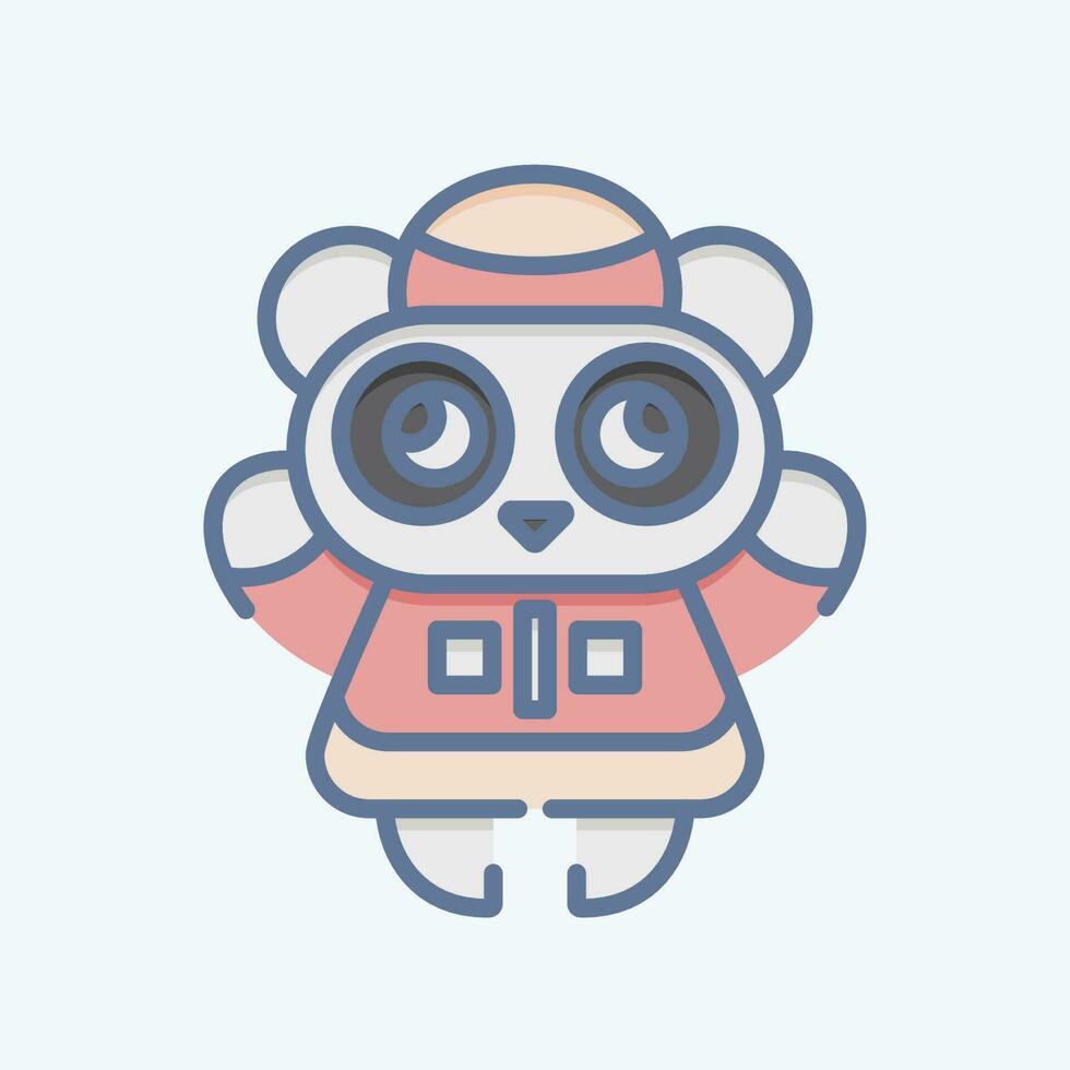 Icon Panda. related to Chinese New Year symbol. doodle style. simple design editable vector