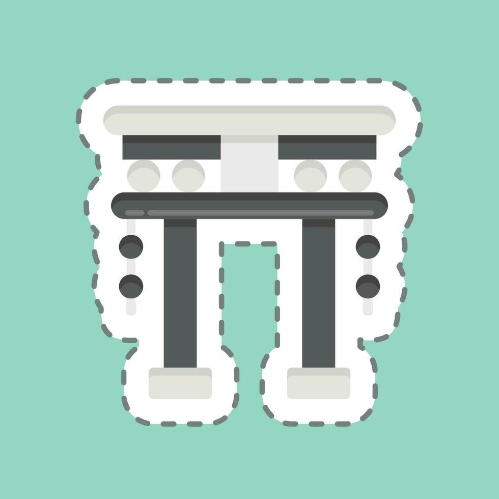 Sticker line cut Torii Gate. related to Chinese New Year symbol. simple design editable vector