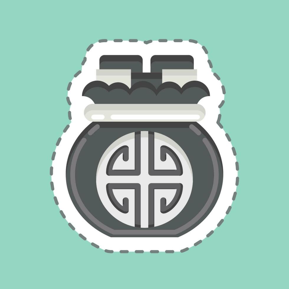 pegatina línea cortar dinero bolsa. relacionado a chino nuevo año símbolo. sencillo diseño editable vector