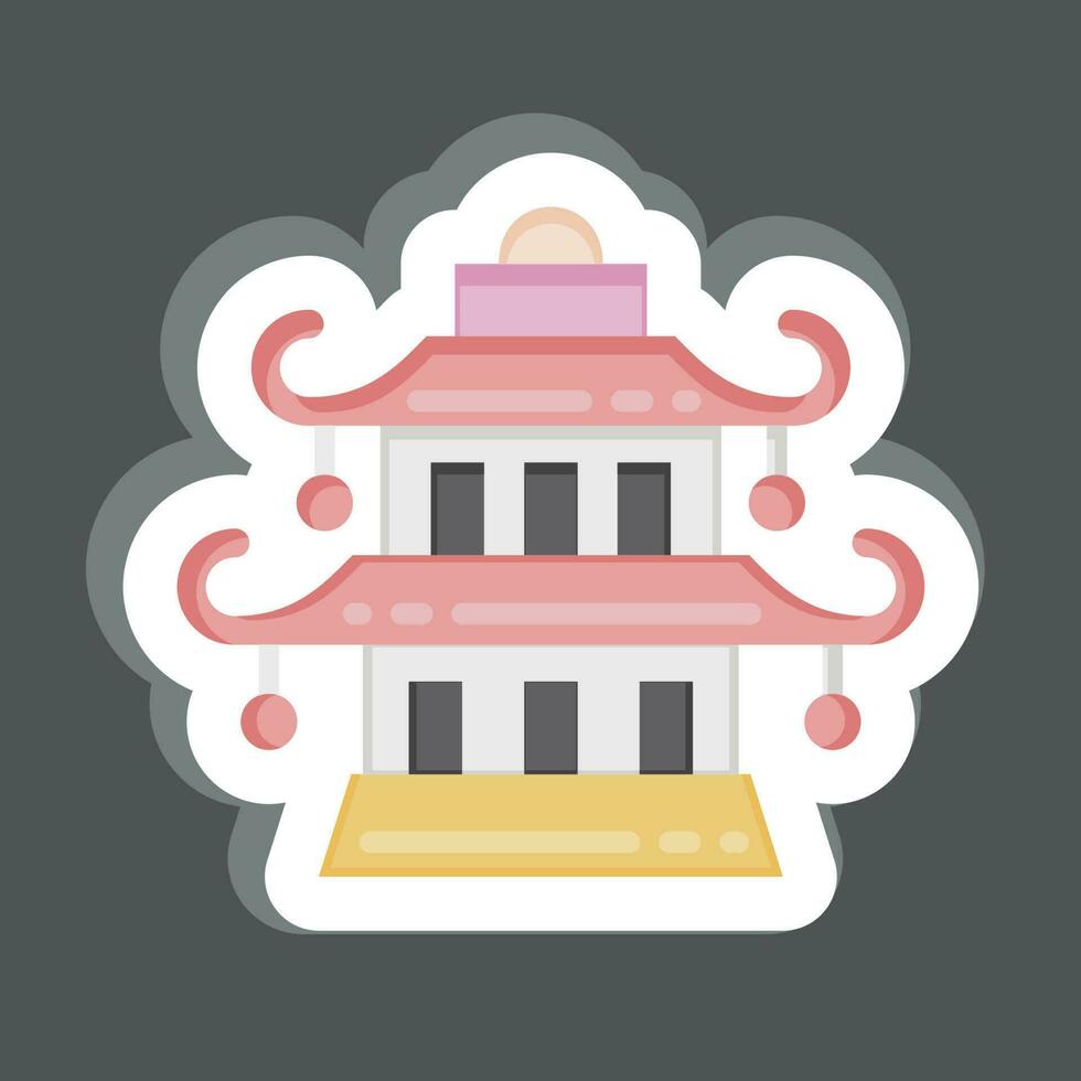 pegatina pagoda. relacionado a chino nuevo año símbolo. sencillo diseño editable vector
