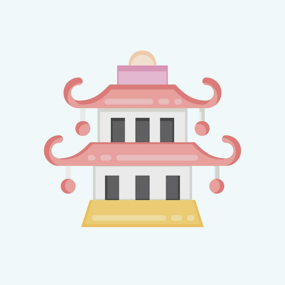 Icon Pagoda. related to Chinese New Year symbol. flat style. simple design editable vector