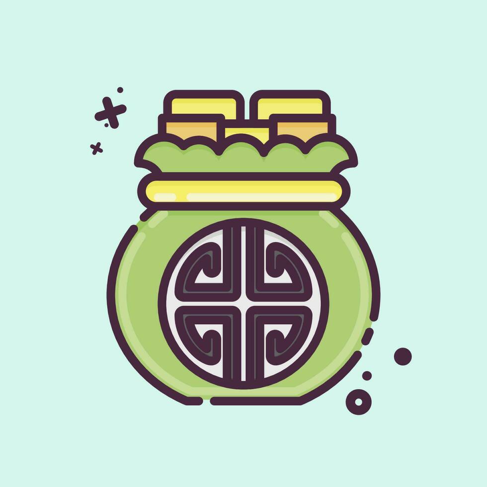 icono dinero bolsa. relacionado a chino nuevo año símbolo. mbe estilo. sencillo diseño editable vector