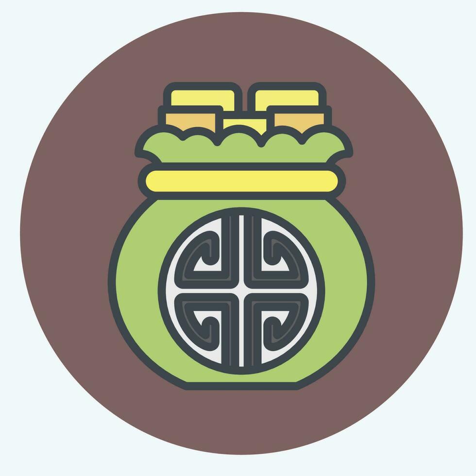 Icon Money Bag. related to Chinese New Year symbol. color mate style. simple design editable vector