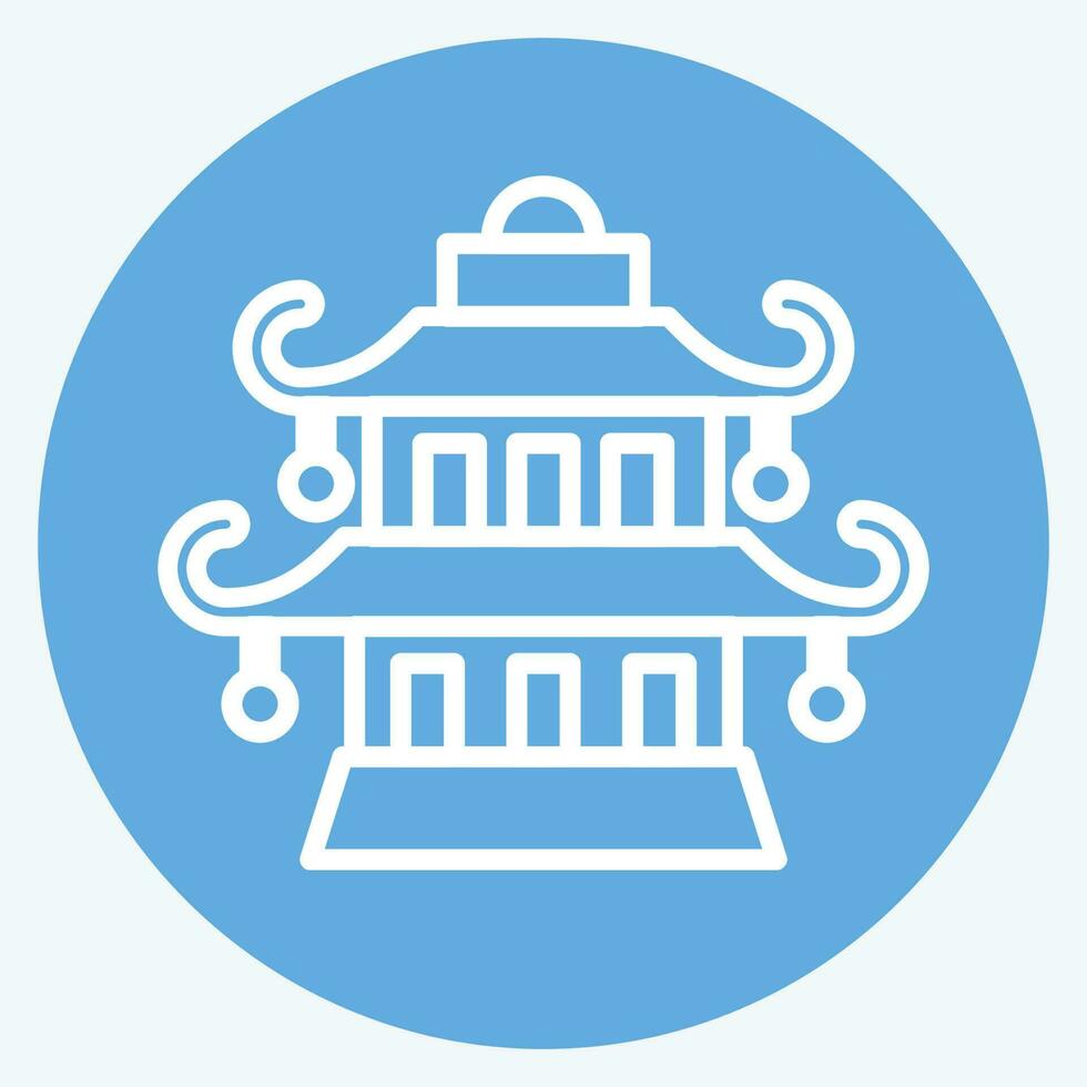 Icon Pagoda. related to Chinese New Year symbol. blue eyes style. simple design editable vector