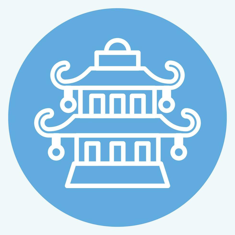 Icon Pagoda. related to Chinese New Year symbol. blue eyes style. simple design editable vector