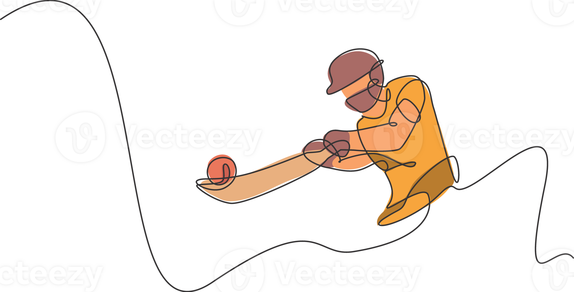 Single continuous line drawing young agile indian man cricket player hit the ball precisely graphic illustration. Sport exercise concept. Trendy one line draw design for cricket promotion media png