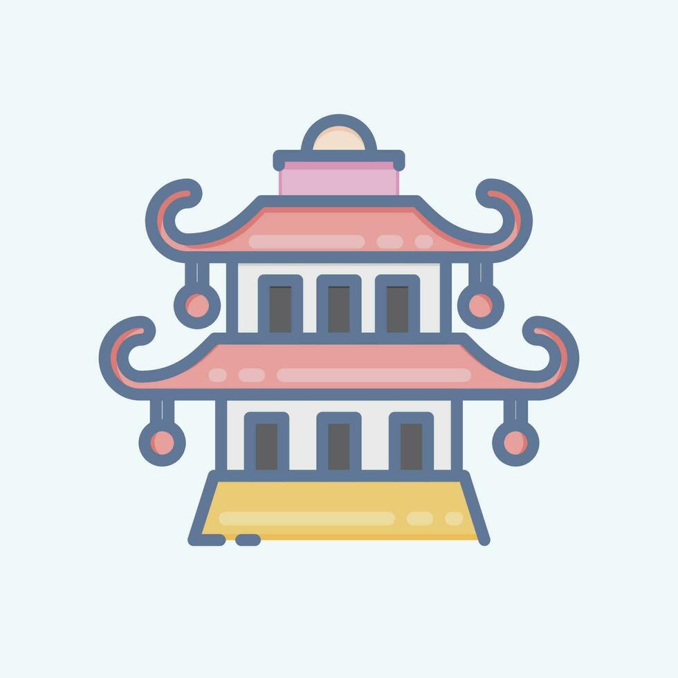 Icon Pagoda. related to Chinese New Year symbol. doodle style. simple design editable vector