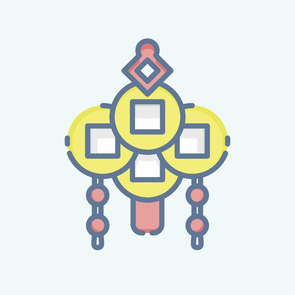 Icon Amulet. related to Chinese New Year symbol. doodle style. simple design editable vector