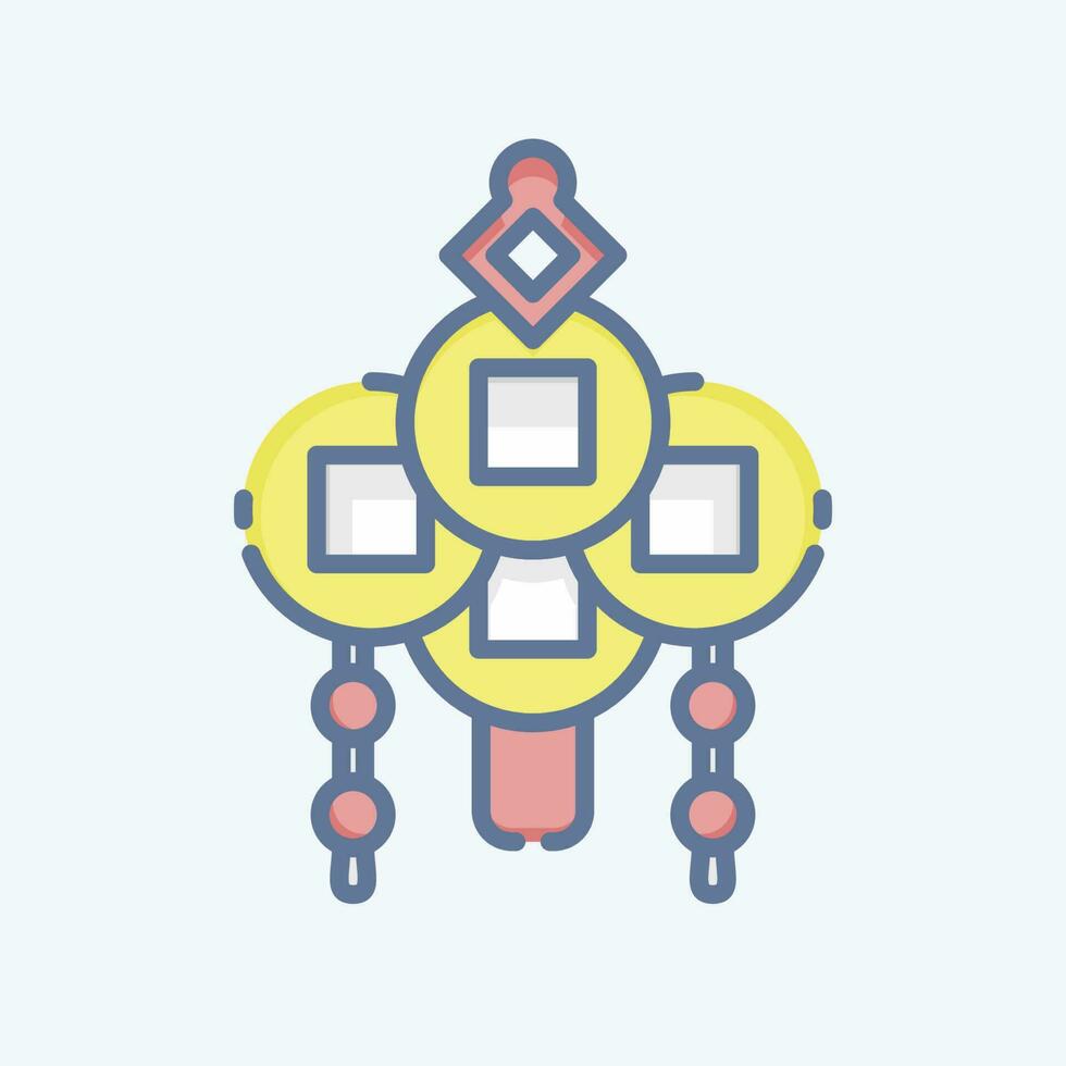 Icon Amulet. related to Chinese New Year symbol. doodle style. simple design editable vector