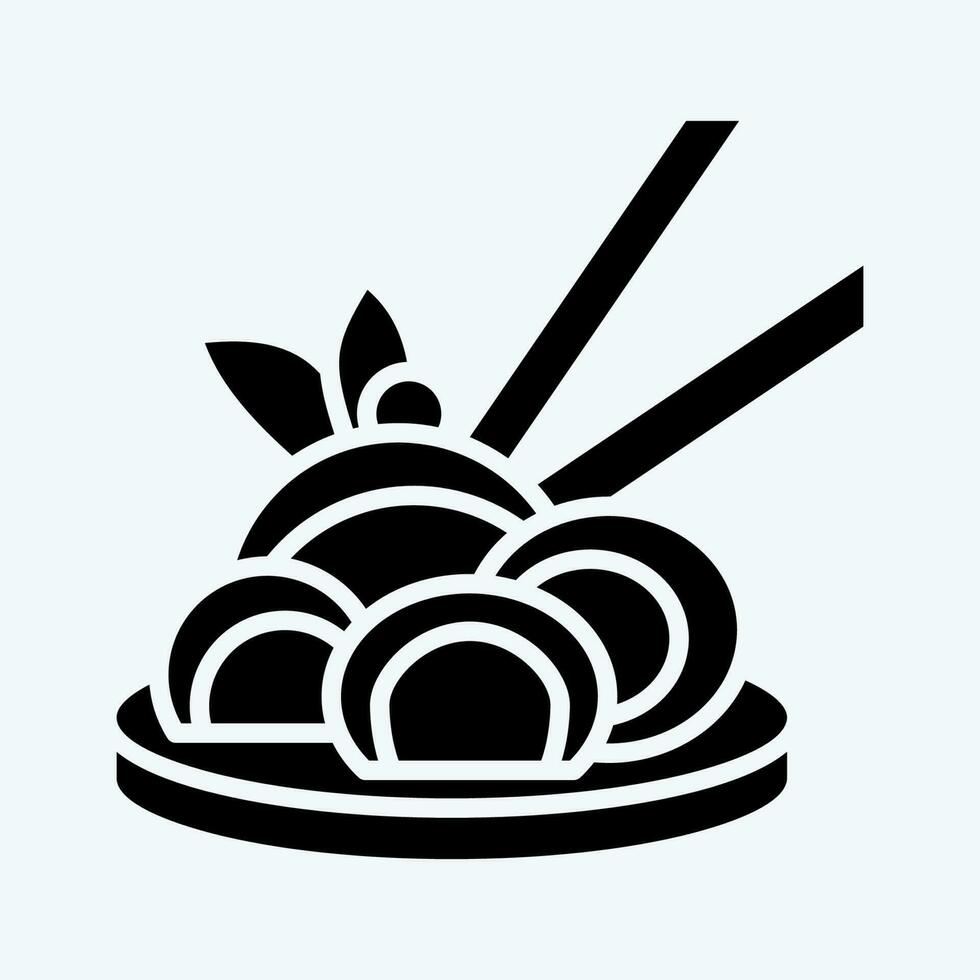 Icon Chinese Noodle. related to Chinese New Year symbol. glyph style. simple design editable vector