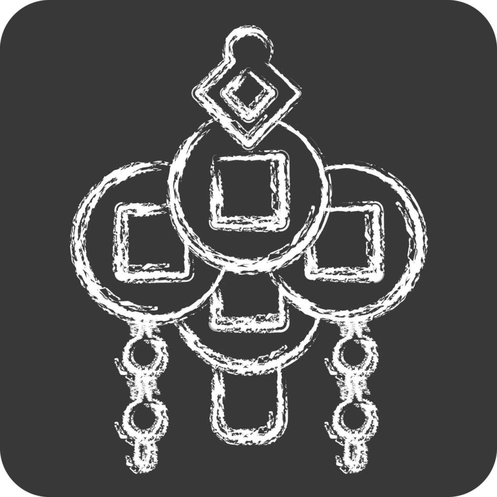 Icon Amulet. related to Chinese New Year symbol. chalk Style. simple design editable vector