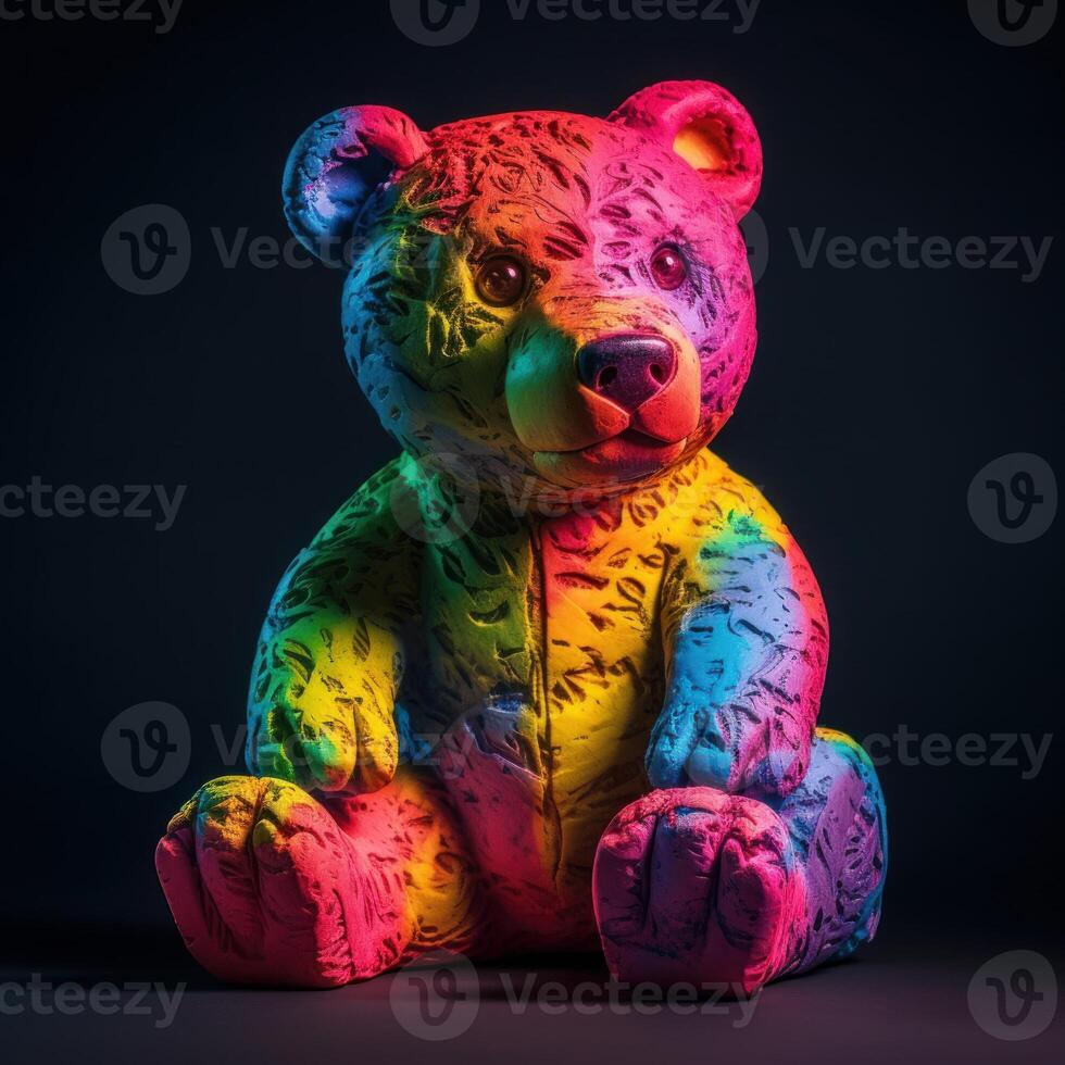 Cuddly neon teddy bear. photo