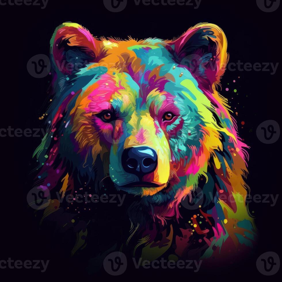 Brown bear in Neon colors. photo