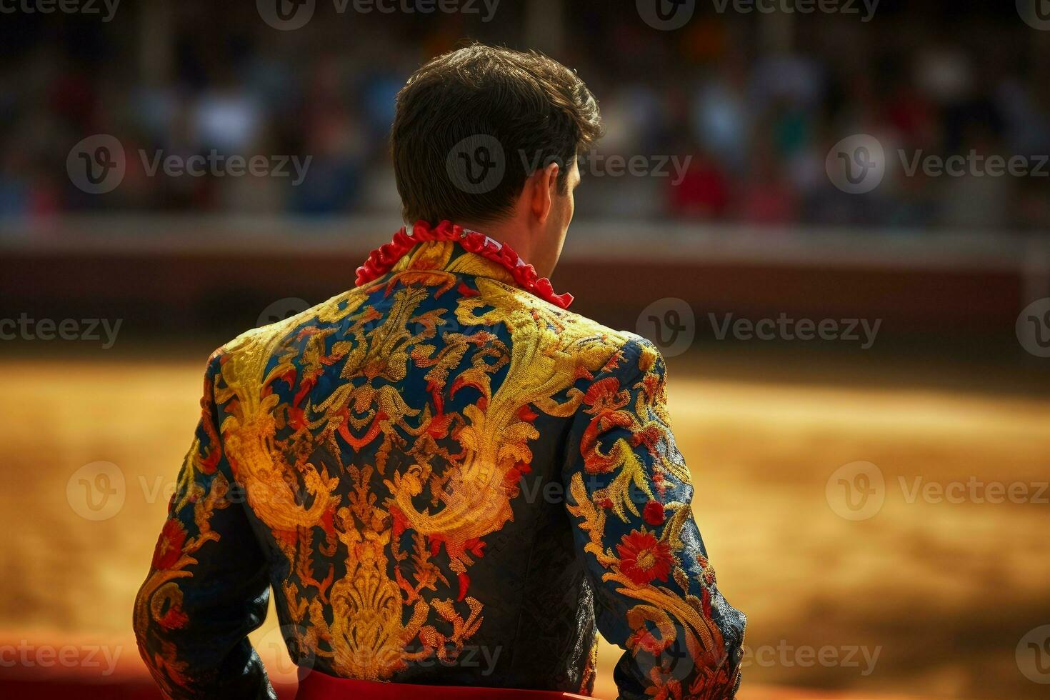 Bullfighter man bull. Generate Ai photo