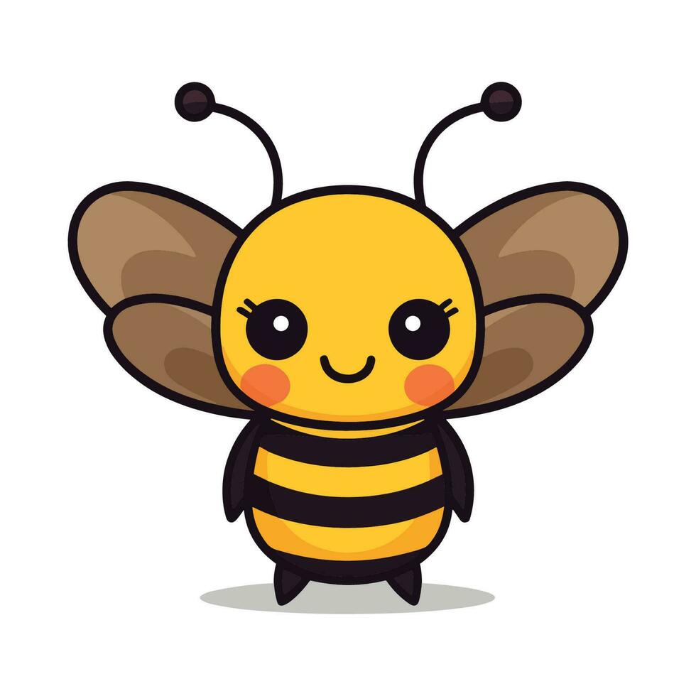 simple kawaii bee clipart white background vector