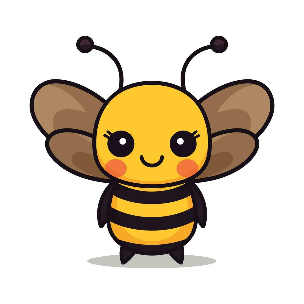 sencillo kawaii abeja clipart blanco antecedentes vector