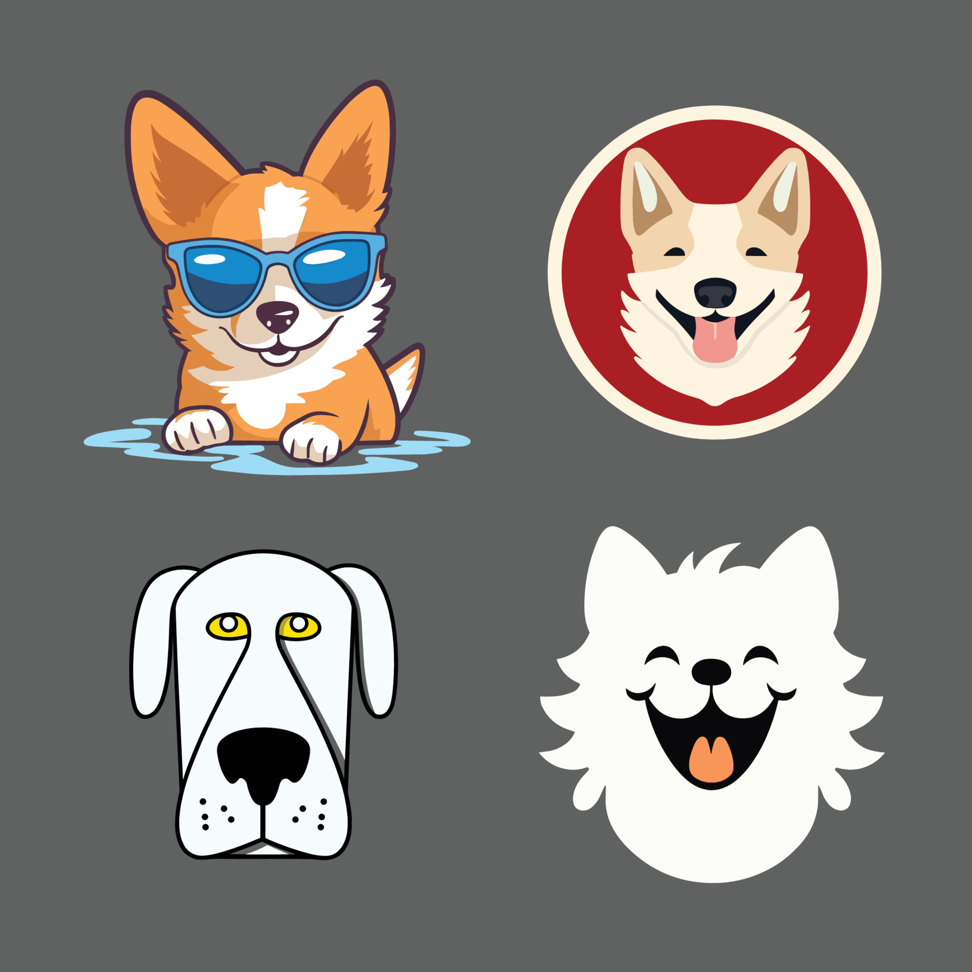 Set of outlined cute and simple dog heads 24124496 Vector Art at Vecteezy